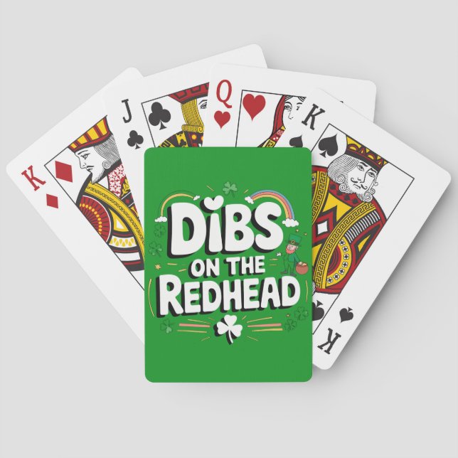 Baraja De Cartas Dibs On The Redhead Funny St Patrick's Day (Reverso)