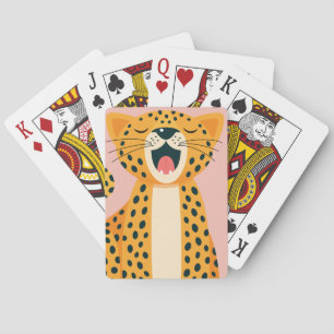 Baraja De Cartas Dibujo animado caprichoso de un guepardo bostezand