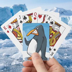 Baraja De Cartas Dibujo animado de pingüino enojado divertido agita