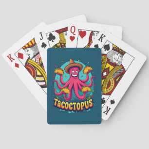 Baraja De Cartas Dibujo Animado de Pulpo Divertido con Tacos Pun de