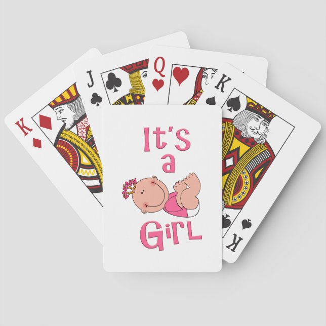 Baraja De Cartas Dibujo animado lindo es un texto del chica en rosa (Reverso)