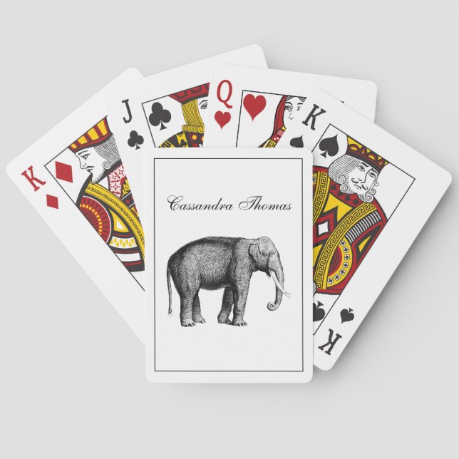 Baraja De Cartas Dibujo Antiguo de Elefante (Reverso)