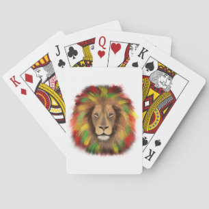 Baraja De Cartas Dibujo de cabeza de león Rasta rojo amarillo verde