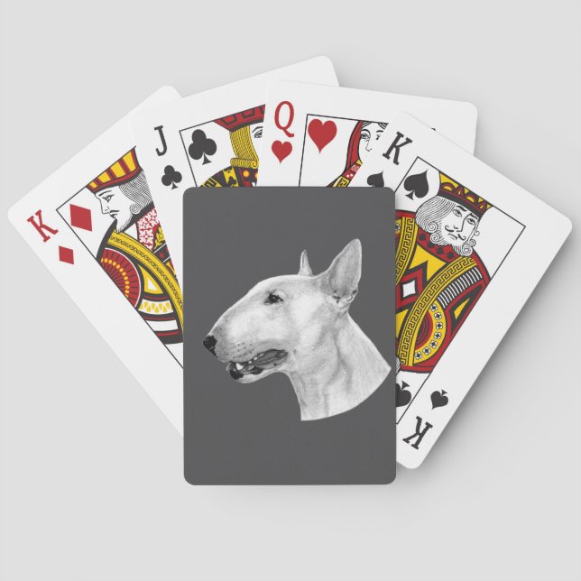 Baraja De Cartas Dibujo de lápiz de Bull Terrier (Reverso)