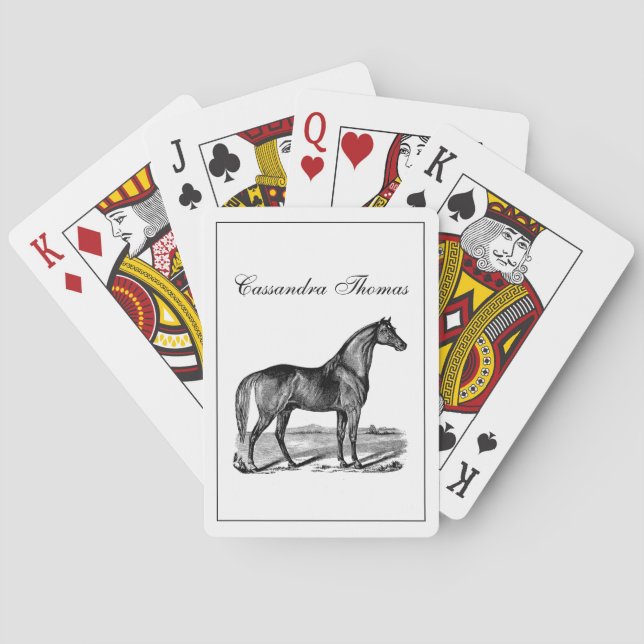 Baraja De Cartas Dibujo de paro de caballos de época (Reverso)
