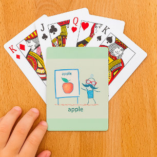 Baraja De Cartas Dibujo de profesor manzana divertida arte alfabeto