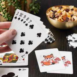 Baraja De Cartas Dibujo de zorro Kawaii lindo con hongos