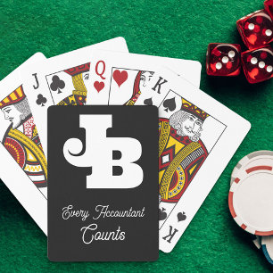 Baraja De Cartas Dibujo divertido de monograma moderno en negro y b