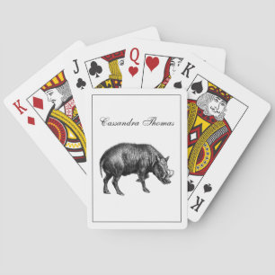 Baraja De Cartas Dibujo en blanco y negro de jabalí vintage