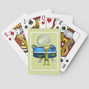 Baraja De Cartas Dibujo Espacial de Caricatura de Ovni de Alien Ami