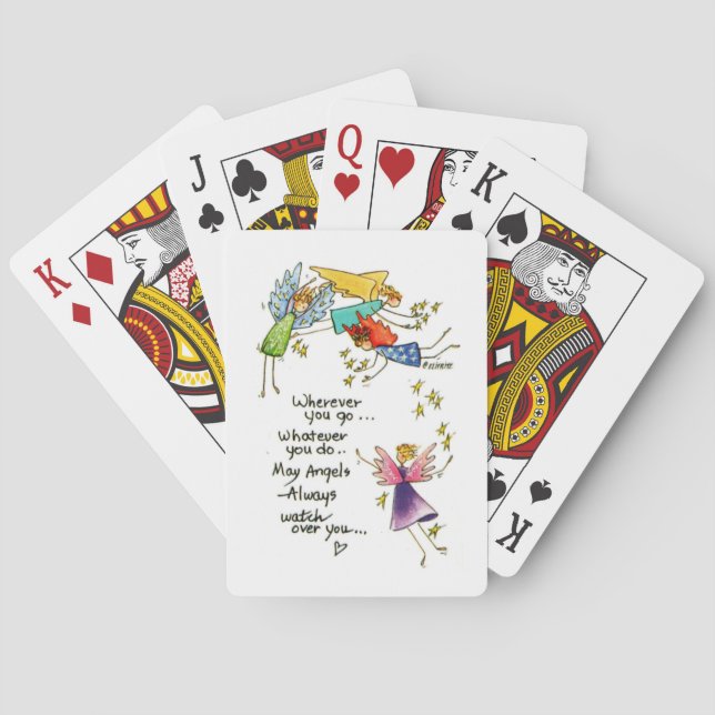 Baraja De Cartas Dibujo "Que los ángeles siempre te vigilen"  (Reverso)