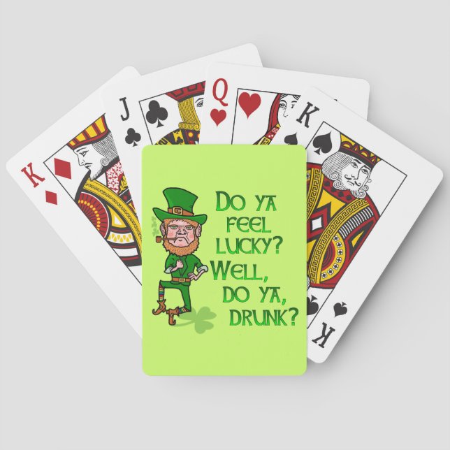 Baraja De Cartas Difícil y gracioso Lucky Drunk Leprechaun (Reverso)