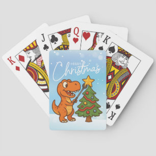 Baraja De Cartas Dinosaur lindo con árbol de Navidad