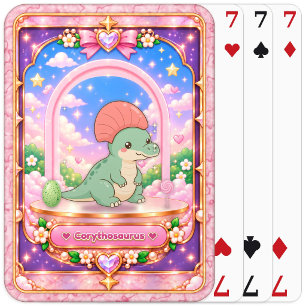 Baraja De Cartas Dinosaurio Corythosaurus, Arte Kawaii