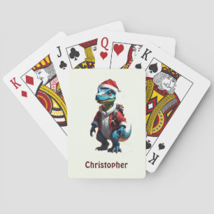 Baraja De Cartas Dinosaurio de los Navidades azules