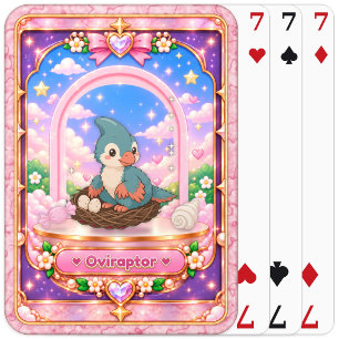 Baraja De Cartas Dinosaurio Oviraptor, Arte Kawaii
