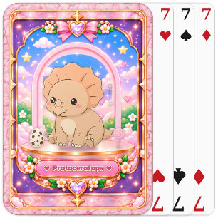 Baraja De Cartas Dinosaurio Protoceratops, Arte Kawaii