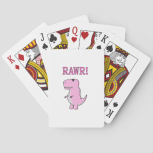 Baraja De Cartas Dinosaurio T-Rex, Personalizado Rosa Cuto Y Enojad