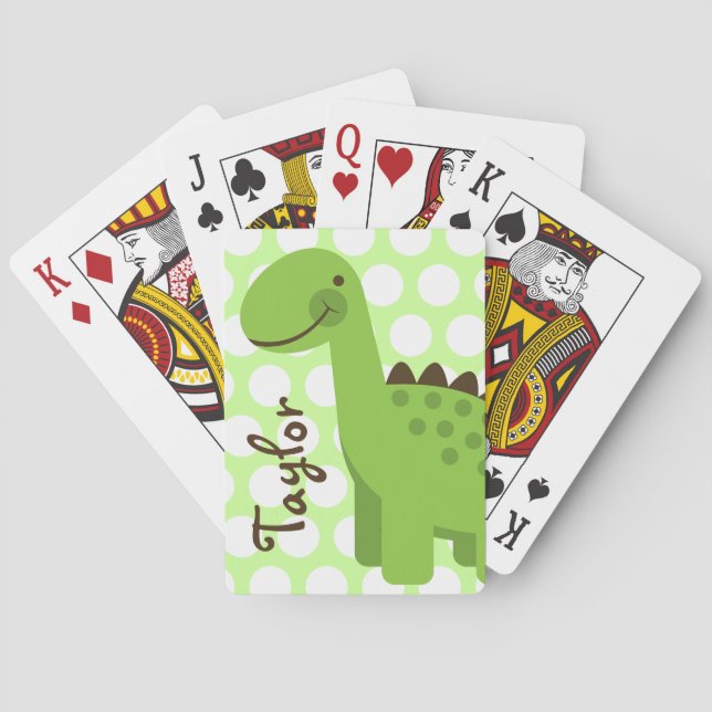 Baraja De Cartas Dinosaurio verde lindo (Reverso)
