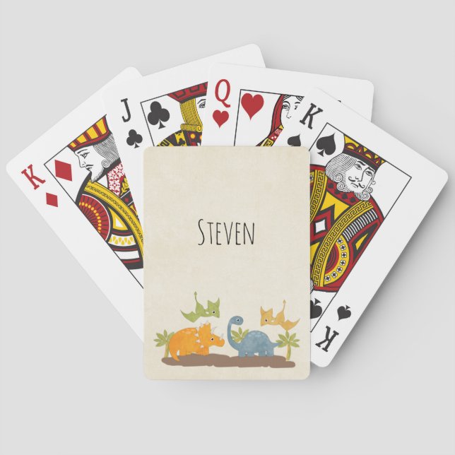 Baraja De Cartas Dinosaurios Cutos Vida Silvestre Prehistórica (Reverso)