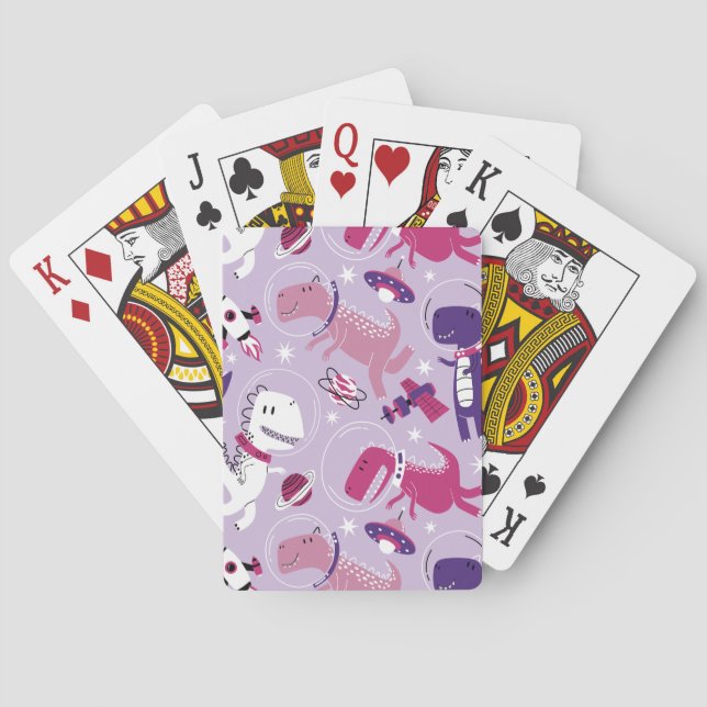 Baraja De Cartas Dinosaurios Espaciales, Dinosaurios Cutos, Estrell (Reverso)