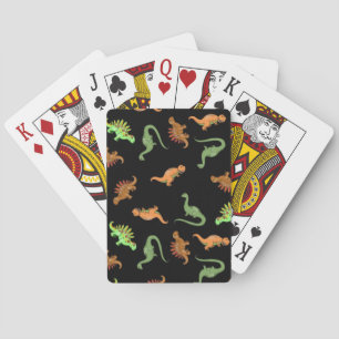 Baraja De Cartas Dinosaurios Lindos sobre Fondo Negro