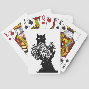 Baraja De Cartas Diorama de gato de Halloween con árbol de estrella