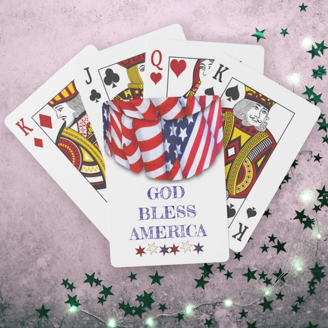 Baraja De Cartas Dios Patriótico bendice a Estados Unidos (patriotic "God Bless America" back of playing cards)