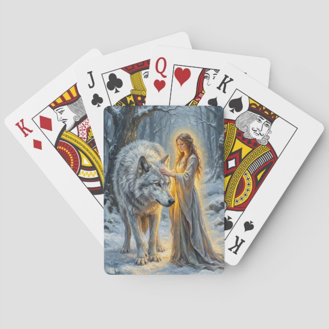 Baraja De Cartas Diosa del Invierno & Lobo Blanco (Reverso)