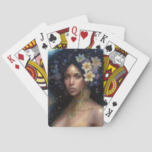 Baraja De Cartas Diosa negra afroamericana reina arte fantastica P