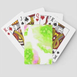 Baraja De Cartas Diseño abstracto de acuarela. Pintura rosa y verde