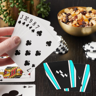 Baraja De Cartas Diseño Art Deco Negro Y Azul Monogramado