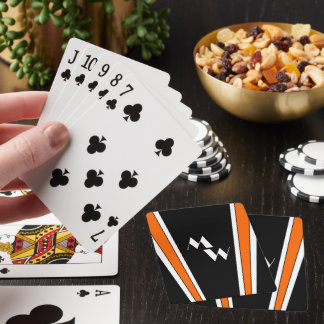 Baraja De Cartas Diseño Art Deco Negro Y Naranja Monogramado