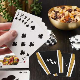 Baraja De Cartas Diseño Art Deco Negro Y Oro Monogramado