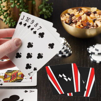 Baraja De Cartas Diseño Art Deco Negro Y Rojo Monogramado