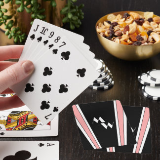 Baraja De Cartas Diseño Art Decó Negro Y Rosa Monogramado