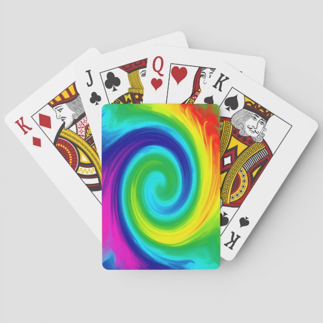 Baraja De Cartas Diseño artístico abstracto de barrido arco iris (Reverso)