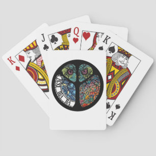 Baraja De Cartas Diseño colorido de búho de árbol de señas de paz