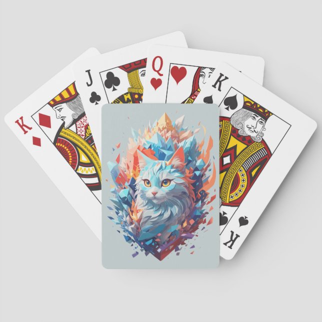Baraja De Cartas Diseño creativo de gato de hielo y fuego (Reverso)