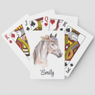 Baraja De Cartas Diseño cutáneo boho acuarela hippie caballo