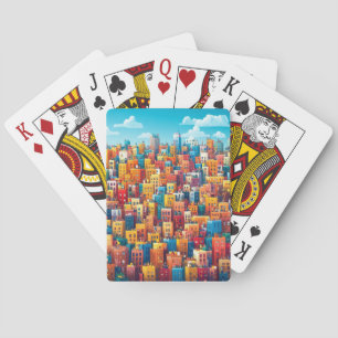 Baraja De Cartas Diseño de arquitectura de ciudad Dibujo de acuarel