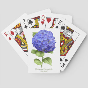Baraja De Cartas Diseño de Arte Botánico de Flor de Hortensia Azul