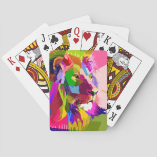 Baraja De Cartas Diseño de arte pop prismático colorido de león