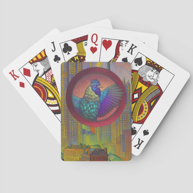 Baraja De Cartas diseño de círculo de pollo (Reverso)