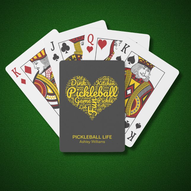 Baraja De Cartas Diseño de corazón personalizado del jugador de bol (Personalize with your text and a name.  See collection for other items)
