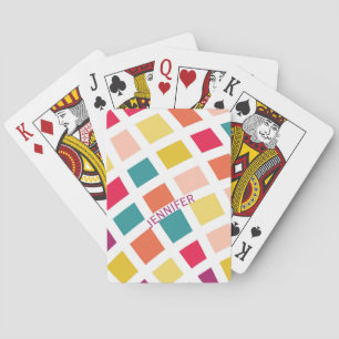 Baraja De Cartas Diseño de cuadrados de estilo retro colorido