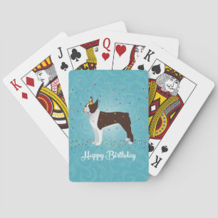 Baraja De Cartas Diseño de cumpleaños de Brown Boston Terrier