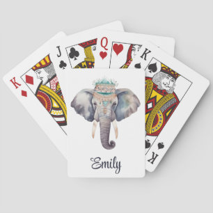 Baraja De Cartas Diseño de elefante hippie cutáneo boho acuático