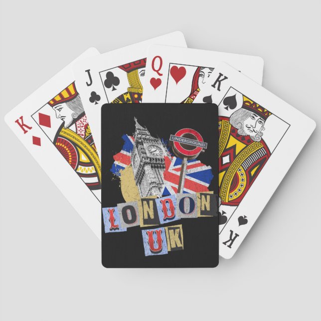 Baraja De Cartas Diseño de estilo retro de Londres (Reverso)
