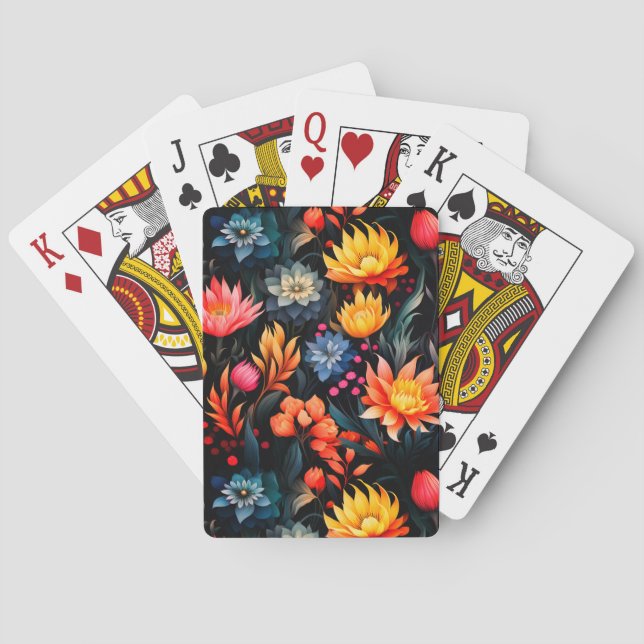 Baraja De Cartas Diseño de flores artísticas (Reverso)